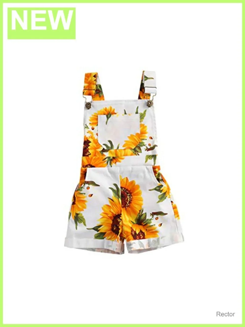 Toddler Girl Sunflower Print Overall Shorts Cotton Blend Summer Outfit